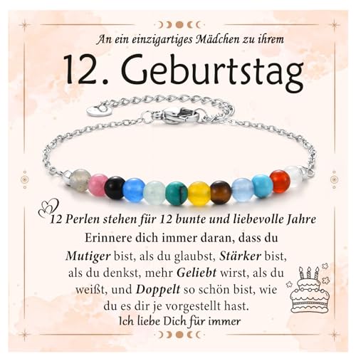 EYQV 12 Geburtstag Mädchen, Geschenk für Mädchen zum 12. Geburtstag, Perlen Armband Geschenke für zwölfjähriges Mädchen, Geburtstagsgeschenk für Tochter Schwester Freundin Nichte Enkelin Patentochter von EYQV