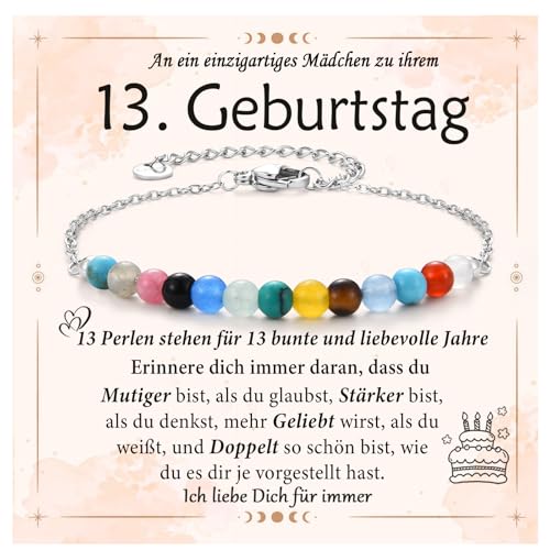 EYQV 13 Geburtstag Mädchen, Geschenk für Mädchen zum 13. Geburtstag, Perlen Armband Geschenke für dreizehnjährig Mädchen, Geburtstagsgeschenk für Tochter Schwester Freundin Nichte Enkelin Patentochter von EYQV