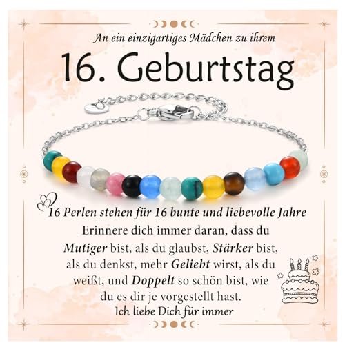 EYQV 16 Geburtstag Mädchen, Geschenk für Mädchen zum 16. Geburtstag, Perlen Armband Geschenke für sechzehnjährig Mädchen, Geburtstagsgeschenk für Tochter Schwester Freundin Nichte Enkelin Patentochter von EYQV