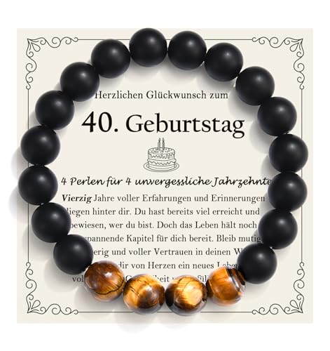 EYQV 40 Geburtstag Männer, Perlen Armband Geburtstagsgeschenk für Männer, Geschenke zum 40 Geburtstag Mann Papa Sohn Enkel Neffe Bruder Onkel Ehemann Freund Kollegen Patensohn von EYQV
