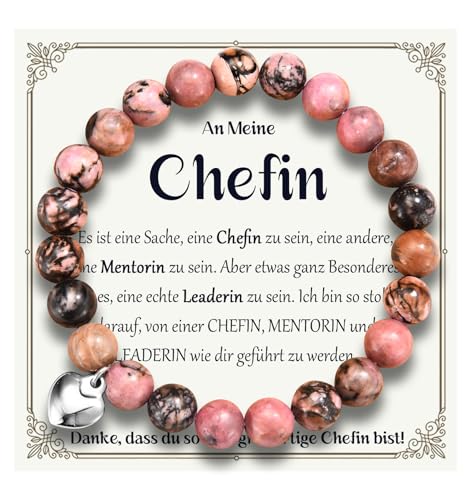 EYQV Chefin Geschenk, Armband für Beste Chefin als Abschiedsgeschenk Dankesgeschenk, Kleines Geschenke für Chefin Freundin zu Weihnachten zum Geburtstag Abschied Ruhestand, Rot von EYQV