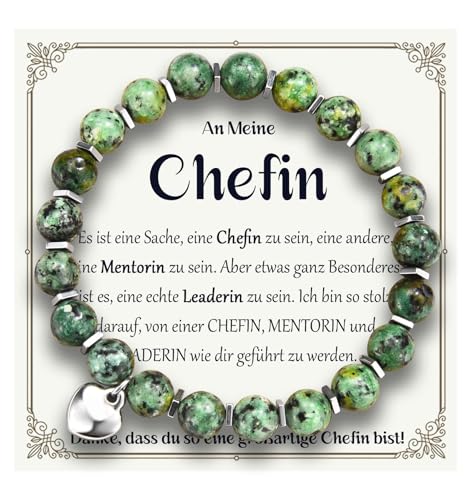 EYQV Chefin Geschenk, Armband für Beste Chefin als Abschiedsgeschenk Dankesgeschenk, Kleines Geschenke für Chefin Freundin zu Weihnachten zum Geburtstag Abschied Ruhestand, Grün von EYQV