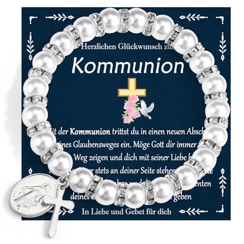 EYQV Kommunion Geschenke für Mädchen, Liebevolles Kommunionsgeschenk Mädchen, Geschenk zur Kommunion Mädchen, Kreuz Armband Geschenk Erstkommunion für Tochter Patentochter Schwester Enkelin Nichte von EYQV