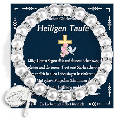 EYQV Taufarmband für Mädchen, Liebevolles Taufgeschenke für Mädchen, Kreuz Armband Geschenk zur Taufe für Tochter Patentochter Schwester Enkelin Nichte Freundin von EYQV