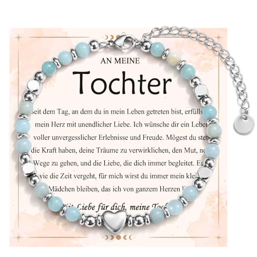 EYQV Tochter Armband mit Herz, Liebevolle Geschenke für Tochter, Bedeutungsvolles Tochter Armband, Geschenk für Tochter von Mama Papa Eltern zum Geburtstag Konfirmation Kommunion Abschluss Weihnachten von EYQV