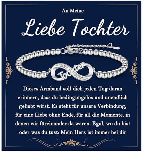 EYQV Tochter Geschenk, Infinity Armband für Tochter, Geschenke für Tochter von Mama Papa, Geburtstagsgeschenk für Tochter, Geschenkideen für die Tochter zum Geburtstag Weihnachten Abschluss Kommunion von EYQV