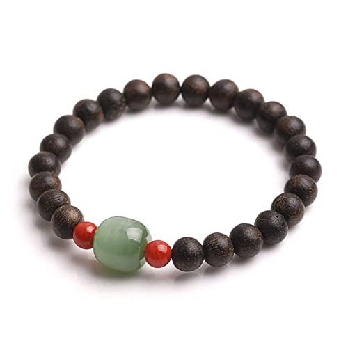 EYRMQWJPC Holzarmband, 7mm handgemachte Adlerholz Nephrit Single Loop Mala Perlenarmband for Gebet Yoga von EYRMQWJPC