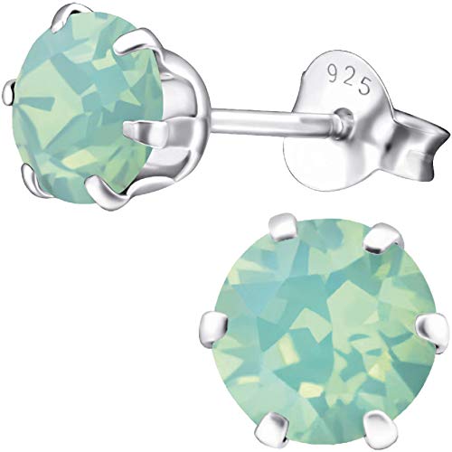 EYS JEWELRY Damen Ohrringe Silber 925 runde Zirkonia Ohrstecker 6 mm pacific-opal Schmuck Geschenke für Frauen im Schmucketui von EYS JEWELRY
