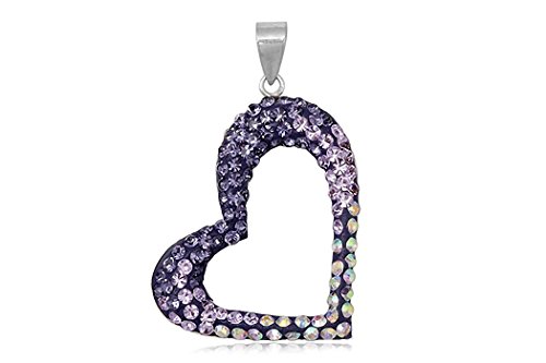 EYS JEWELRY® Damen-Anhänger Herz Liebe 35 x 31 mm Preciosa Elements Glitzer Kristalle 925 Sterling Silber lila violett im Etui Damenanhänger von EYS JEWELRY