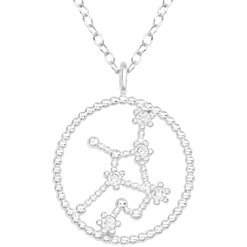 EYS JEWELRY Sternzeichen Kette Jungfrau Halskette Damen Silber 925 mit Anhänger Sternbild Zirkonia Kristalle Geschenke für Frauen Freundin Silberkette 45 cm im Schmucketui von EYS JEWELRY