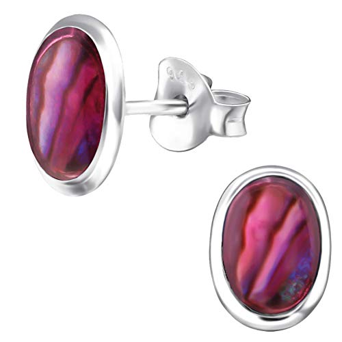 EYS JEWELRY Damen Ohrringe oval Abalone Paua Muschel 925 Sterling Silber 9 x 6 mm Ohrstecker Damenohrringe Damenohrstecker von EYS JEWELRY