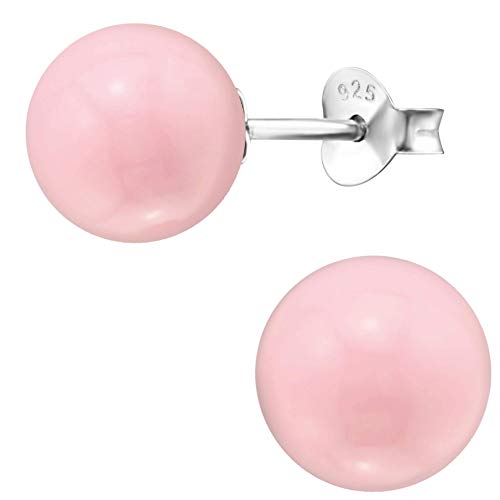 EYS JEWELRY Perlenohrringe Silber 925 für Damen - 8 mm rosa - Perlen Ohrstecker Stecker von EYS JEWELRY