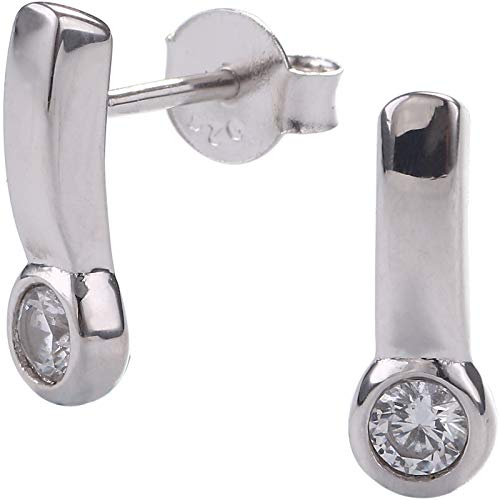EYS JEWELRY Damen-Ohrstecker 925 Sterling Silber rhodiniert Zirkonia weiß 13 x 4 mm Damen-Ohrringe im Schmuck-Etui von EYS JEWELRY