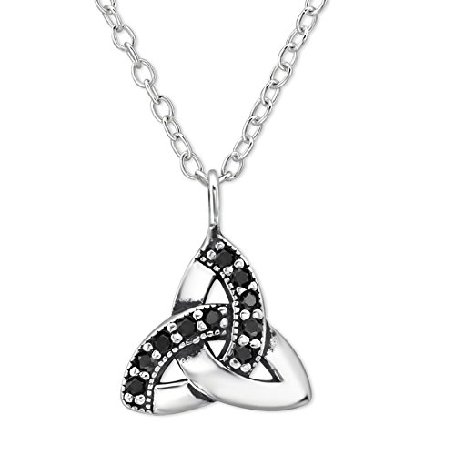 EYS JEWELRY Halskette Damen Keltischer Knoten 925 Sterling Silber Zirkonia schwarz Damen-Kette von EYS JEWELRY