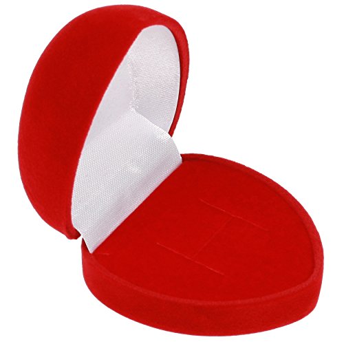 EYS JEWELRY Herz Schmuck-Etui für Trauringe Freundschaftsringe Partnerringe Ohrstecker 55 x 60 x 44 mm Samt rot Trauring-Box Ring-Schachtel Ohrring-Schatulle Geschenk-Verpackung von EYS JEWELRY