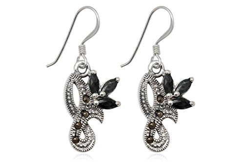 EYS JEWELRY Ohrhänger Damen Blume Blüte 925 Sterling Silber Saphir Markasit blau Damen-Ohrringe von EYS JEWELRY