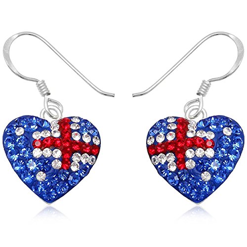 EYS JEWELRY Ohrhänger Damen Fahnen Flaggen Island Iceland 925 Sterling Silber Preciosa Elements Glitzer Kristalle bunt Damen-Ohrringe von EYS JEWELRY