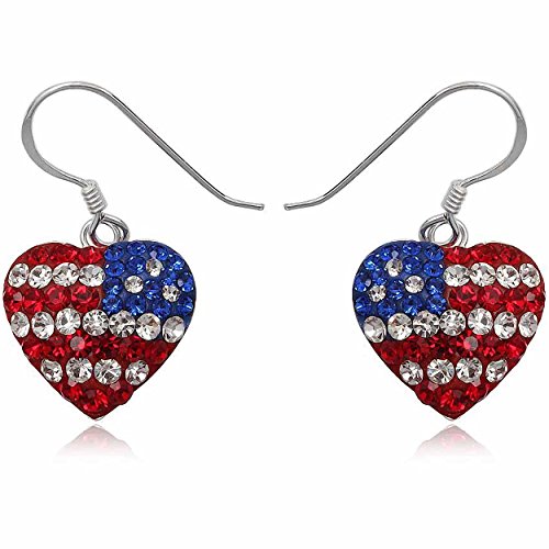 EYS JEWELRY Ohrhänger Damen Fahnen Flaggen USA Amerika 925 Sterling Silber Preciosa Elements Glitzer Kristalle bunt Damen-Ohrringe von EYS JEWELRY