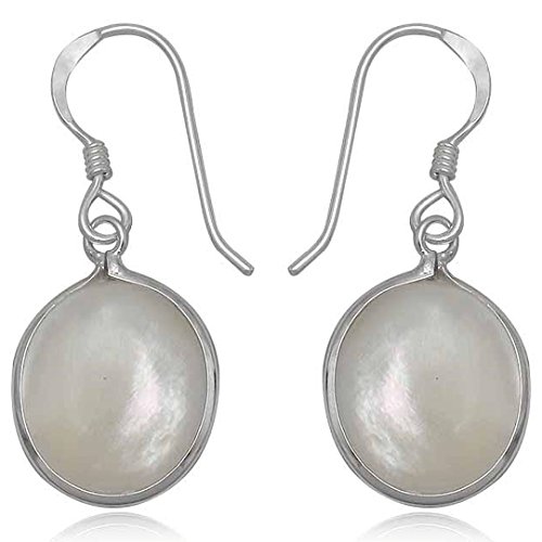 EYS JEWELRY Ohrhänger Damen Oval 925 Sterling Silber Perlmutt Muschel weiß Damen-Ohrringe von EYS JEWELRY