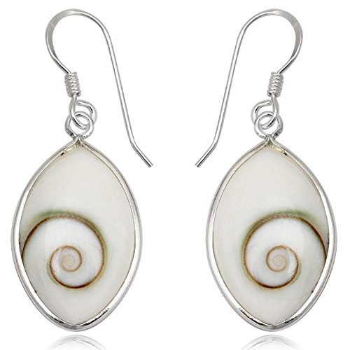 EYS JEWELRY Ohrhänger Damen Oval 925 Sterling Silber Shiva Auge Muschel weiß Damen-Ohrringe von EYS JEWELRY