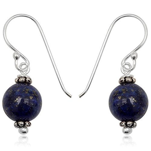 EYS JEWELRY Ohrhänger Damen Perlen 925 Sterling Silber Lapis Lazuli dunkel-blau Damen-Ohrringe von EYS JEWELRY