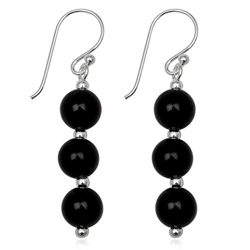 EYS JEWELRY Ohrhänger Damen Perlen 925 Sterling Silber Onyx schwarz Damen-Ohrringe von EYS JEWELRY