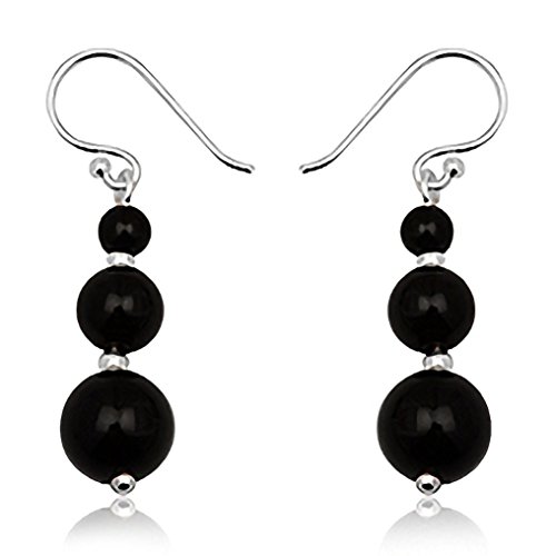 EYS JEWELRY Ohrhänger Damen Perlen 925 Sterling Silber Onyx schwarz Damen-Ohrringe von EYS JEWELRY