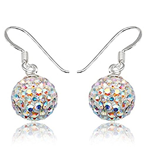 EYS JEWELRY Ohrhänger Damen Perlen 925 Sterling Silber Preciosa Elements Glitzer Kristalle AB-weiß Damen-Ohrringe von EYS JEWELRY