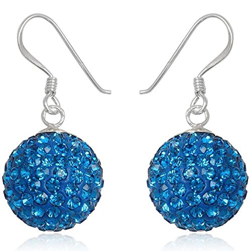 EYS JEWELRY Ohrhänger Damen Perlen 925 Sterling Silber Preciosa Elements Glitzer Kristalle capri-blau Damen-Ohrringe von EYS JEWELRY