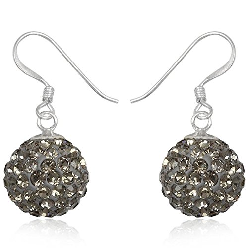 EYS JEWELRY Ohrhänger Damen Perlen 925 Sterling Silber Preciosa Elements Glitzer Kristalle diamant-schwarz Damen-Ohrringe von EYS JEWELRY