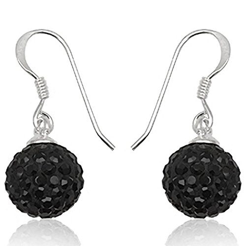 EYS JEWELRY Ohrhänger Damen Perlen 925 Sterling Silber Preciosa Elements Glitzer Kristalle onyx-schwarz Damen-Ohrringe von EYS JEWELRY