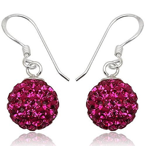 EYS JEWELRY Ohrhänger Damen Perlen 925 Sterling Silber Preciosa Elements Glitzer Kristalle pink-fuchsia Damen-Ohrringe von EYS JEWELRY