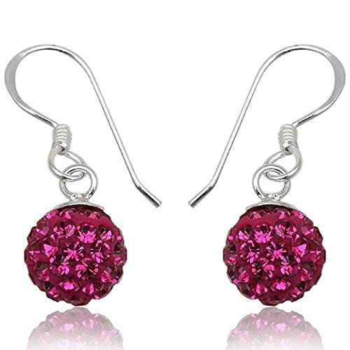 EYS JEWELRY Ohrhänger Damen Perlen 925 Sterling Silber Preciosa Elements Glitzer Kristalle pink-fuchsia Damen-Ohrringe von EYS JEWELRY