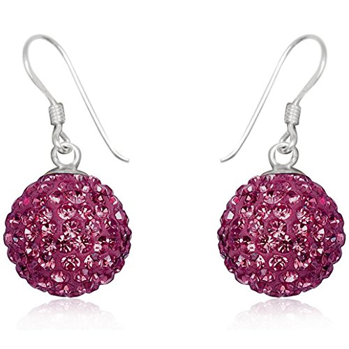 EYS JEWELRY Ohrhänger Damen Perlen 925 Sterling Silber Preciosa Elements Glitzer Kristalle pink-fuchsia Damen-Ohrringe von EYS JEWELRY