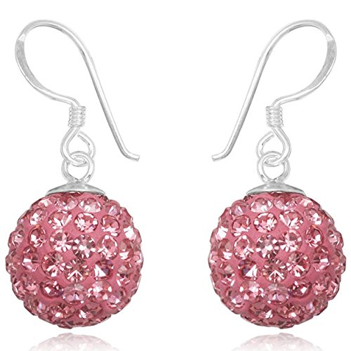 EYS JEWELRY Ohrhänger Damen Perlen 925 Sterling Silber Preciosa Elements Glitzer Kristalle rosa-pink Damen-Ohrringe von EYS JEWELRY