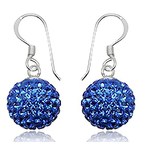 EYS JEWELRY Ohrhänger Damen Perlen 925 Sterling Silber Preciosa Elements Glitzer Kristalle saphir-blau Damen-Ohrringe von EYS JEWELRY