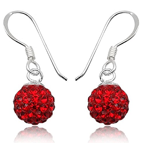 EYS JEWELRY Ohrhänger Damen Perlen 925 Sterling Silber Preciosa Elements Glitzer Kristalle siam-rot Damen-Ohrringe von EYS JEWELRY