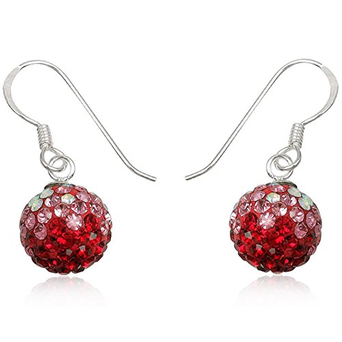 EYS JEWELRY Ohrhänger Damen Perlen 925 Sterling Silber Preciosa Elements Glitzer Kristalle siam-rot Damen-Ohrringe von EYS JEWELRY