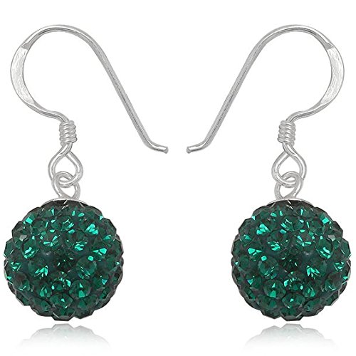 EYS JEWELRY Ohrhänger Damen Perlen 925 Sterling Silber Preciosa Elements Glitzer Kristalle smaragd-grün Damen-Ohrringe von EYS JEWELRY