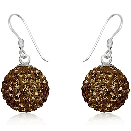 EYS JEWELRY Ohrhänger Damen Perlen 925 Sterling Silber Preciosa Elements Glitzer Kristalle topas-braun Damen-Ohrringe von EYS JEWELRY