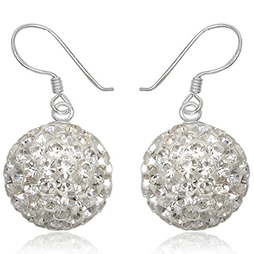 EYS JEWELRY Ohrhänger Damen Perlen 925 Sterling Silber Preciosa Elements Glitzer Kristalle weiß Damen-Ohrringe von EYS JEWELRY