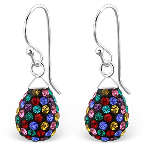 EYS JEWELRY Ohrhänger Damen Träne Tropfen 925 Sterling Silber Preciosa Elements Glitzer Kristalle bunt Damen-Ohrringe von EYS JEWELRY