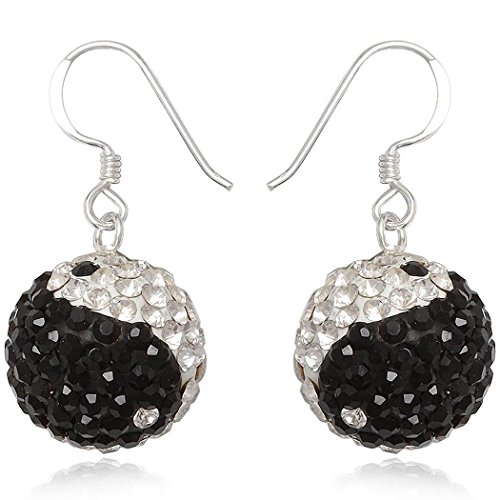 EYS JEWELRY Ohrhänger Damen Yin & Yang 925 Sterling Silber Preciosa Elements Glitzer Kristalle schwarz-weiß Damen-Ohrringe von EYS JEWELRY