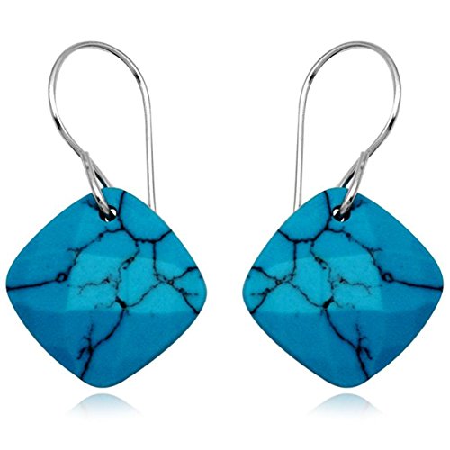 EYS JEWELRY Ohrhänger Damen eckig 925 Sterling Silber Türkis facettiert blau Damen-Ohrringe von EYS JEWELRY