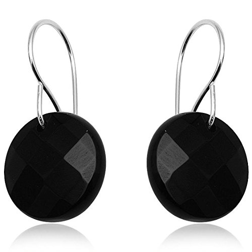 EYS JEWELRY Ohrhänger Damen rund 925 Sterling Silber Onyx facettiert schwarz Damen-Ohrringe von EYS JEWELRY