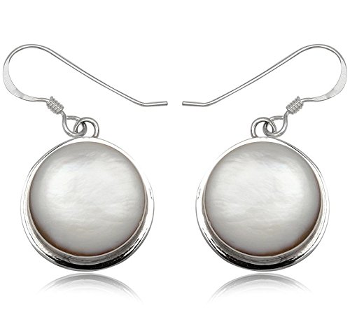 EYS JEWELRY Ohrhänger Damen rund 925 Sterling Silber Perlmutt Muschel weiß Damen-Ohrringe von EYS JEWELRY