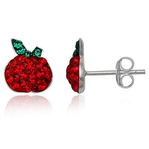 EYS JEWELRY Ohrstecker Damen Apfel Äpfel 925 Sterling Silber Preciosa Elements Glitzer Kristalle rot Damen-Ohrringe von EYS JEWELRY