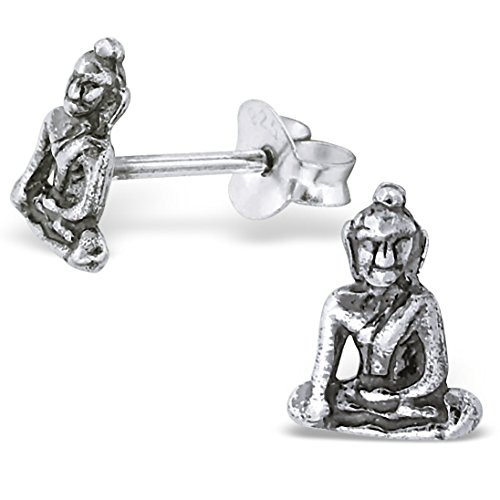 EYS JEWELRY Ohrstecker Damen Buddha Buddhismus 925 Sterling Silber oxidiert Damen-Ohrringe von EYS JEWELRY