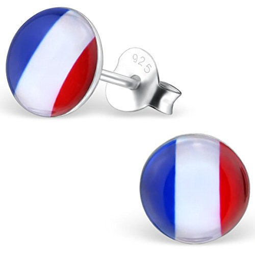EYS JEWELRY Ohrstecker Damen Fahnen Flaggen Frankreich France 925 Sterling Silber bunt Damen-Ohrringe von EYS JEWELRY