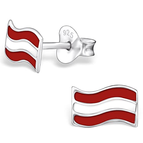 EYS JEWELRY Ohrstecker Damen Fahnen Flaggen Österreich Austria 925 Sterling Silber bunt Damen-Ohrringe von EYS JEWELRY